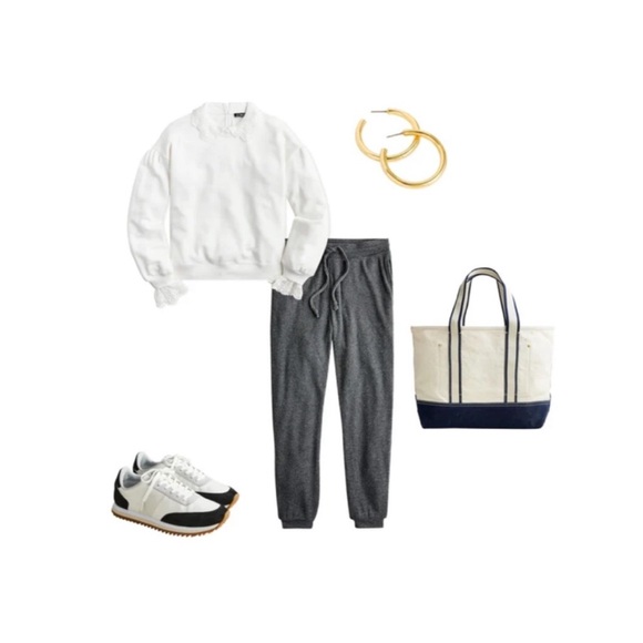 J.Crew Ivory Lace Collar Crewneck Sweatshirt | Size L, 100% Cotton - Picture 12 of 14